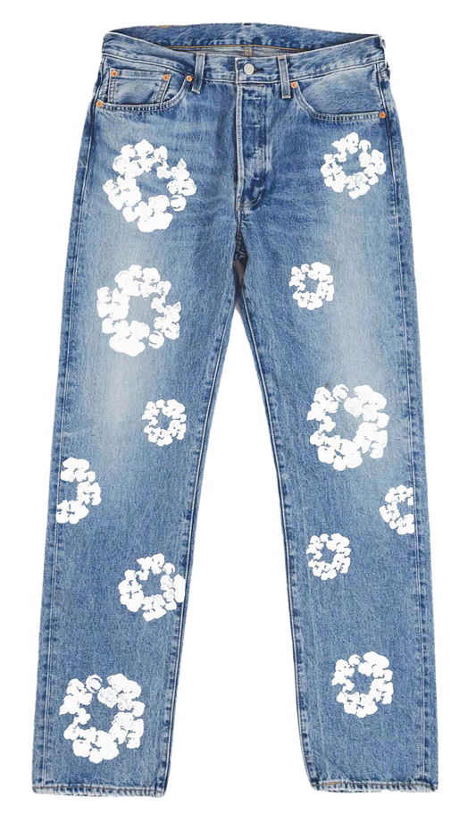 DENIM TEARS COTTON WREATH LIGHT WASH JEANS