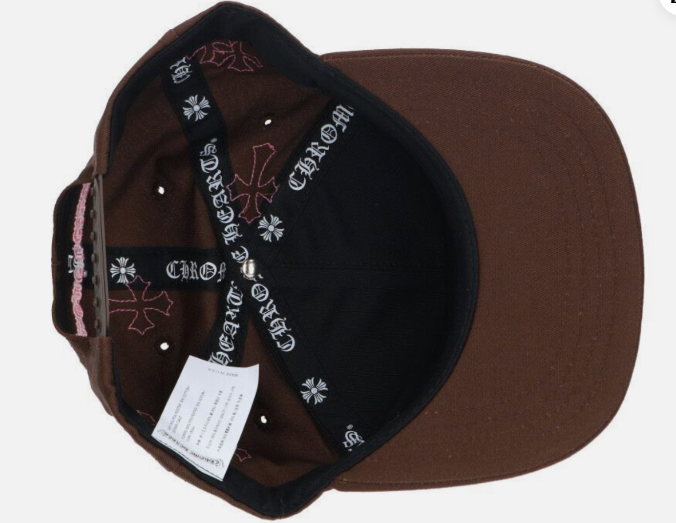 Chrome Hearts Size One Ch Hat Cross Patch Baseball Brown Pink