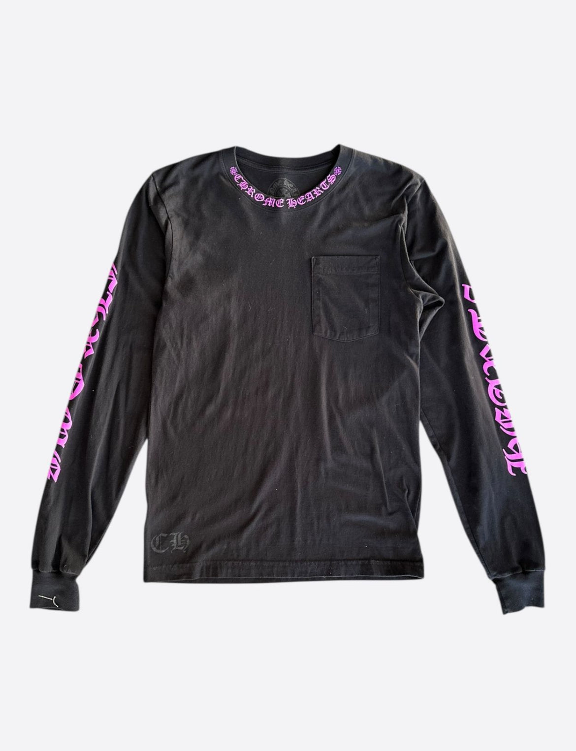 Chrome Hearts Black & Pink Neck Logo Long Sleeve T-shirt