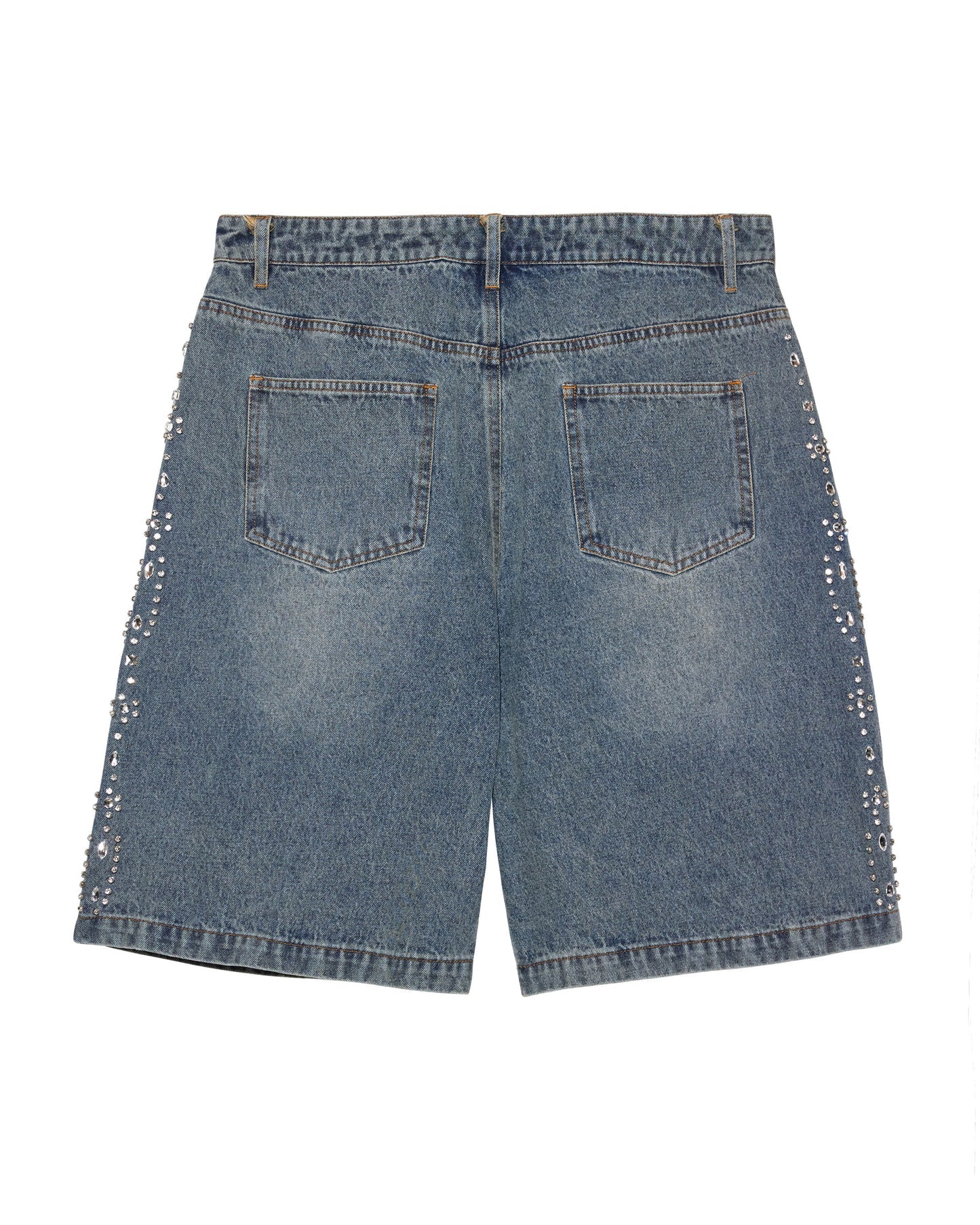 LIGHT BLUE DENIM CRYSTAL SHORTS