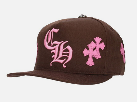 Chrome Hearts Size One Ch Hat Cross Patch Baseball Brown Pink