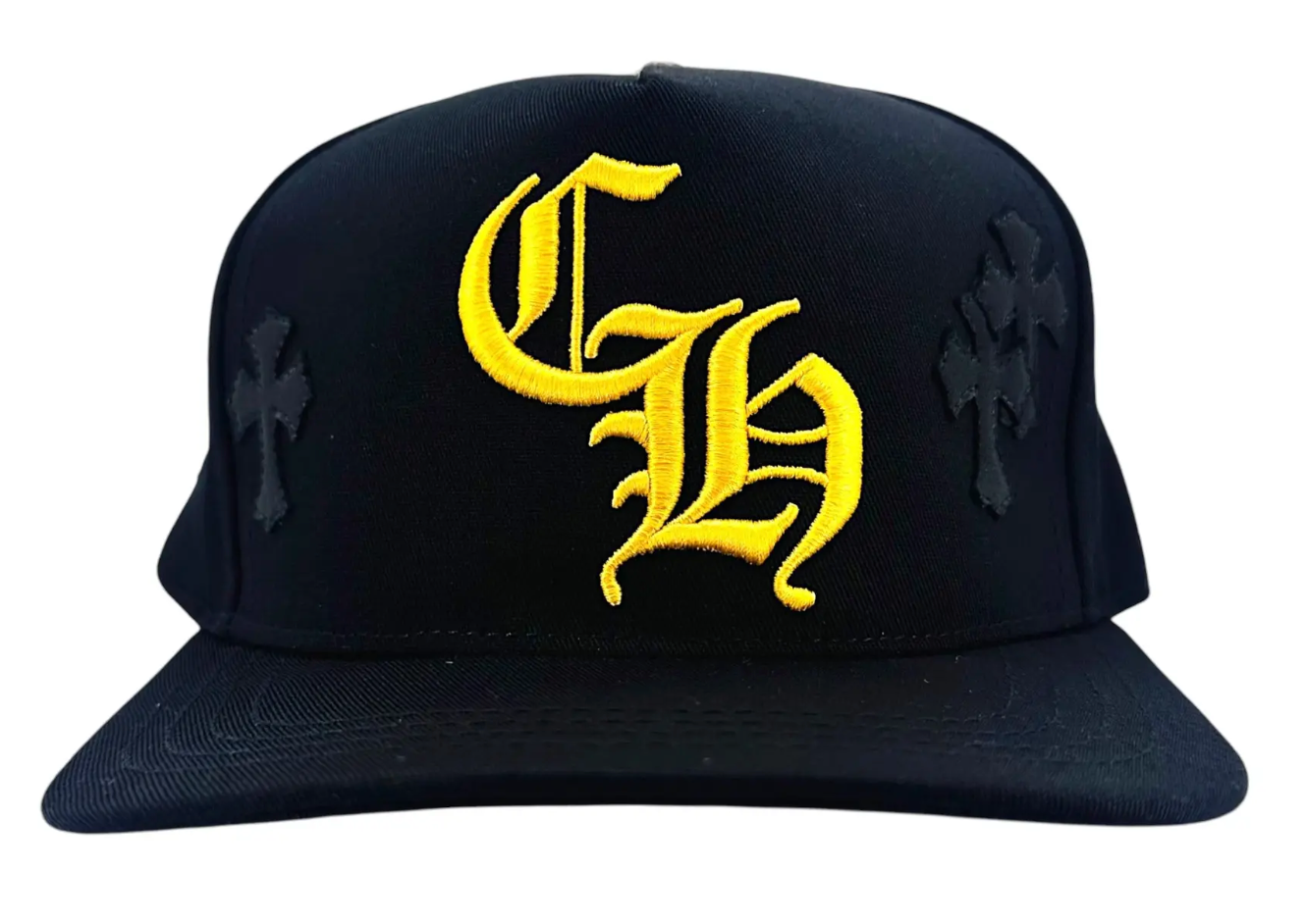 Cross Patch Baseball Hat Black Yellow